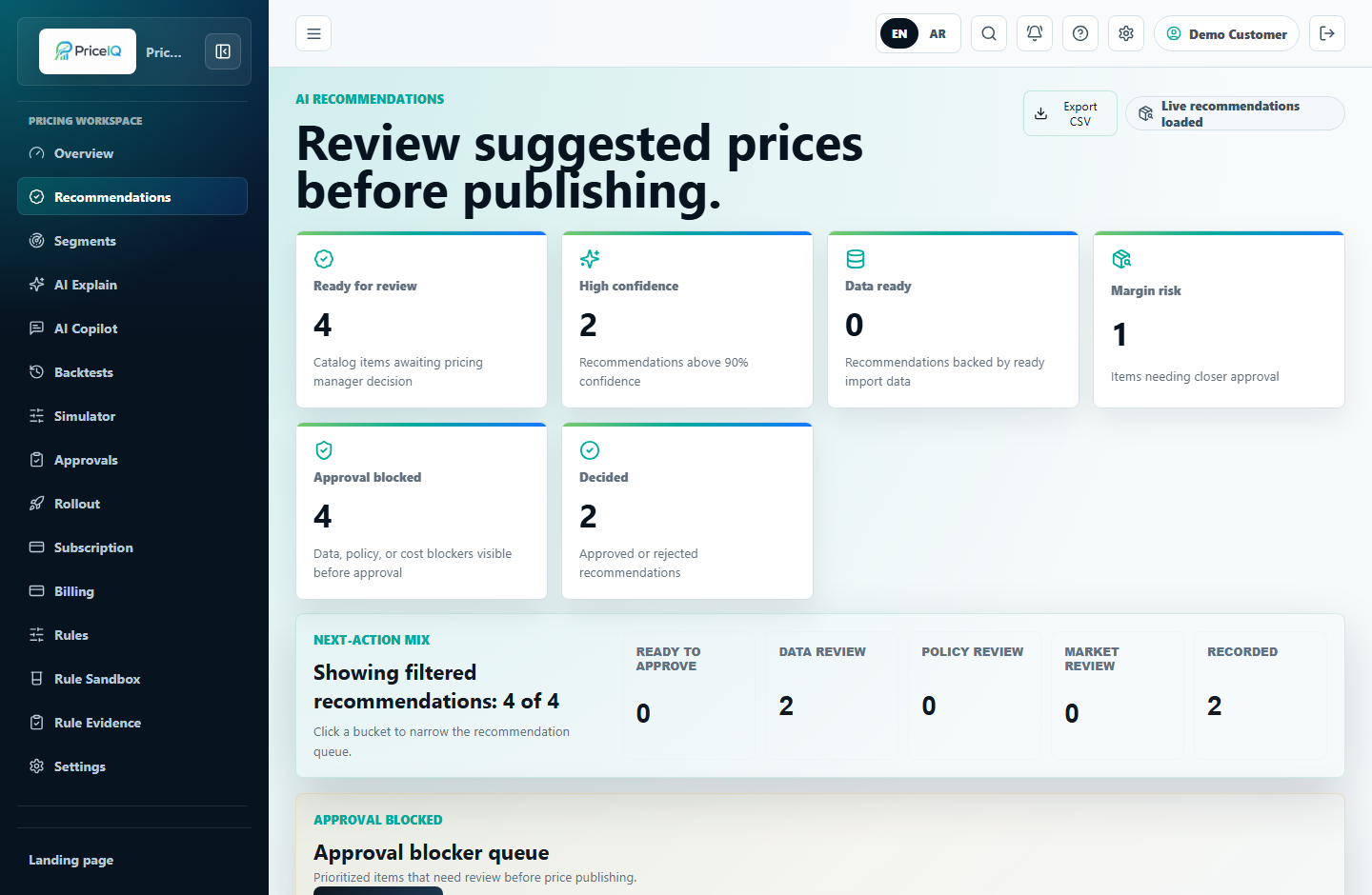 توصيات PriceIQ